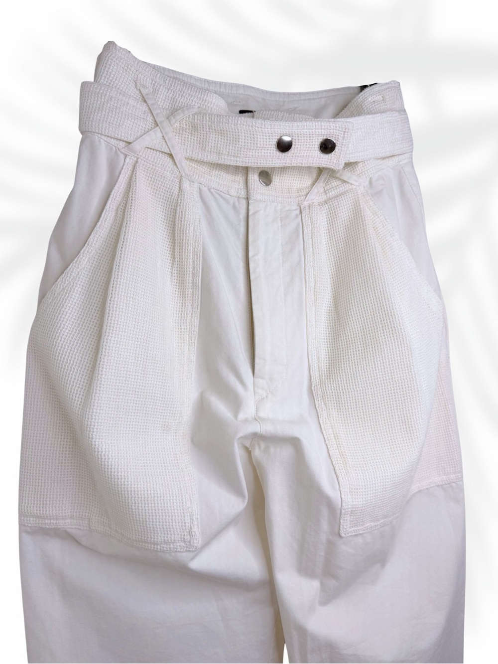 Isabel Marant White Utility Paperbag Waist Trousers | Size 2 | Textured Cotton